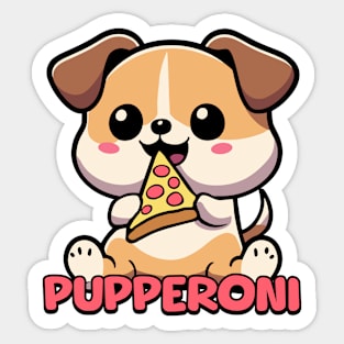 Pupperoni! Cute Pizza Dog Cartoon! Sticker